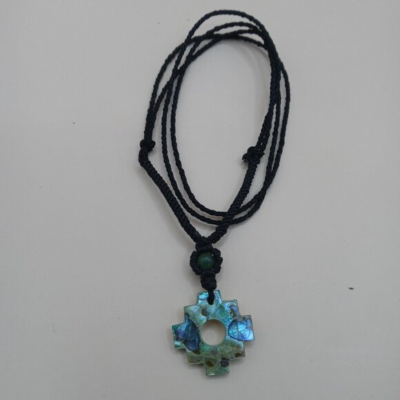 Unisex Inca Chakana Necklace Woven Macramé Thread Spiritual Connection - Picture 5 of 7